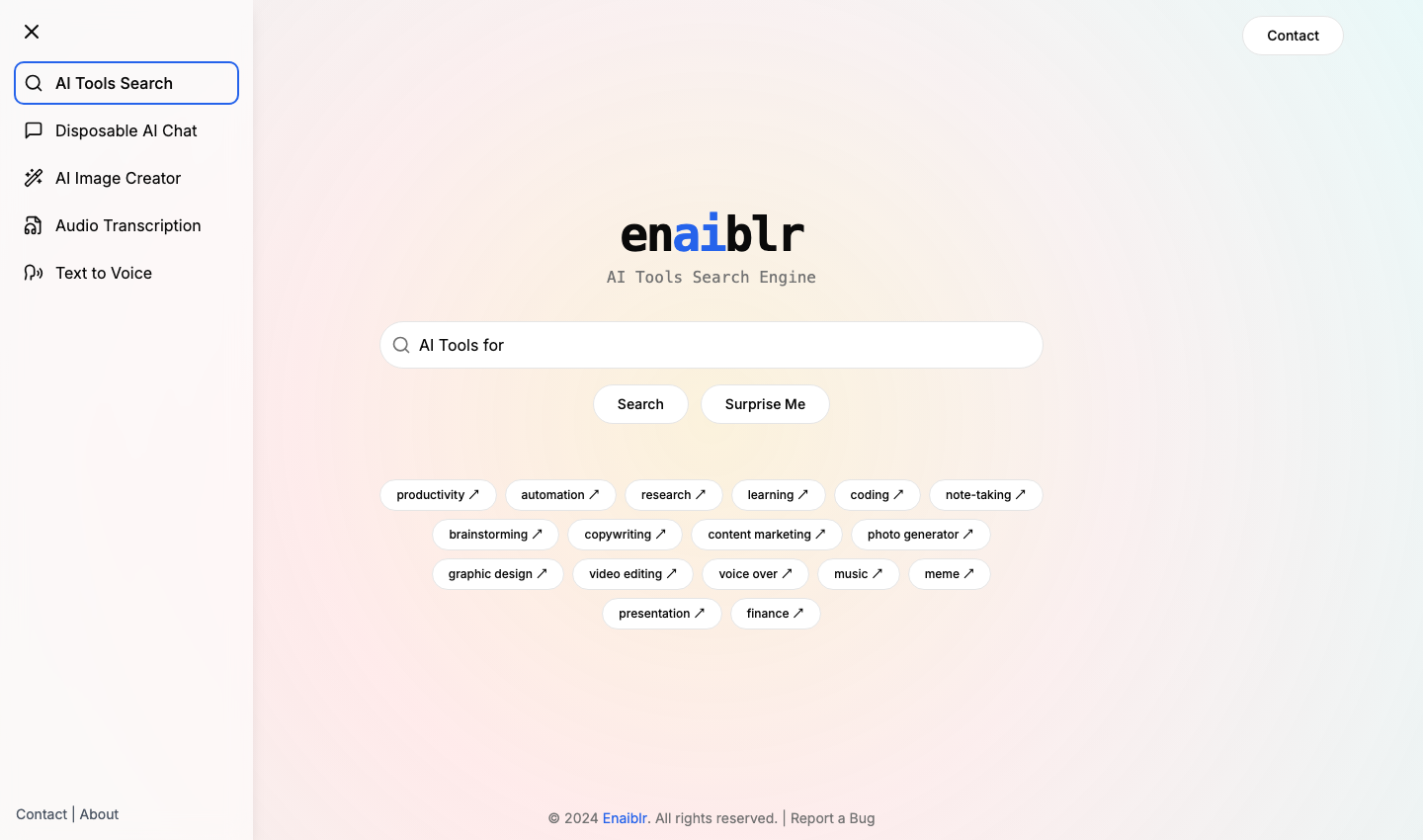 enaiblr - AI Tools Search Engine