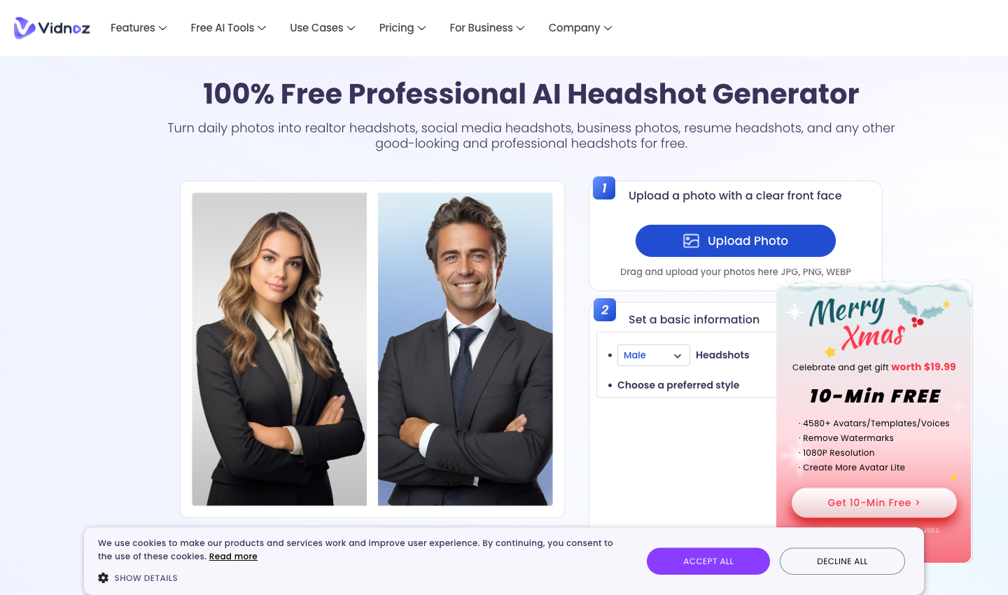 Vidnoz AI Headshot Generator